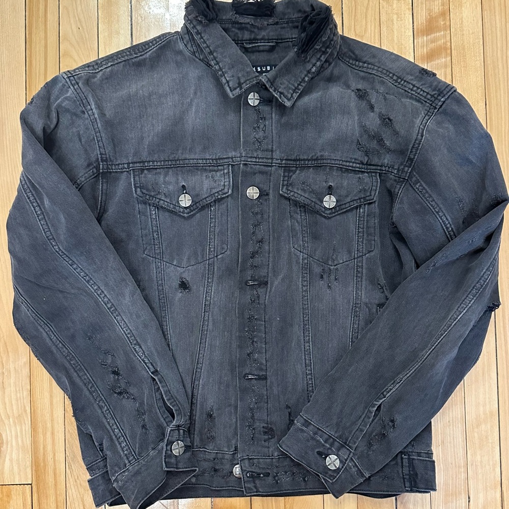 KSUBI Men's Black Denim Jacket